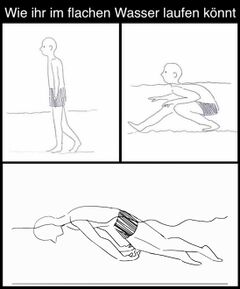 Wie ihr im flachen Wasser laufen könnt Meme #3